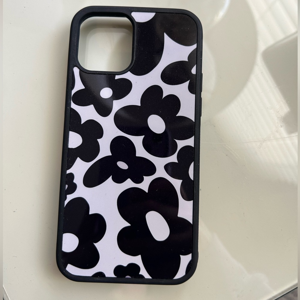 iPhone 12 black floral phone case
